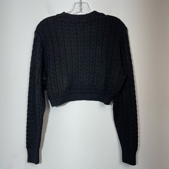 DANIELLE BERNSTEIN Cable Knit Cropped Sweater Black Size S WeWoreWhat - Picture 7 of 12